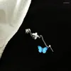 Boucles d'oreilles pendantes personnalisées simples pour femmes, Design papillon bleu, Clip d'oreille, une pièce, bijoux cadeau de fête, 2024