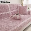 Housses de chaise Housse de canapé en peluche imprimée rose 3D hiver épaissir canapé chaud pour salon décor à la maison nordique anti-dérapant dossier housse