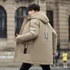 nice Winter Men's Hooded Cott-Padded Jackets Casual Mid-Length Thick Warm Lg Coat Outwear Solid Parkas Windproof Top Clothes y6Gp#