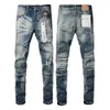 Jeans roxo novo de alta qualidade dos homens jeans designer moda angustiado rasgado denim carga para homens alta rua moda jeans 124