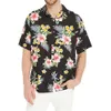 Chemise pour hommes Motif floral Col cubain Casual Hawaiian Chemise à manches courtes Butt Print Vêtements Sports Street Chic Design d28u #