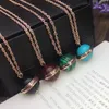 Brand Pure 925 Sterling Silver Jewelry For Women Colorful Ball Pendant Ball Necklace Colorful Stone Party Jewelry 45cm Necklace2634