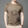 2024 Summer New Short Sleeved Men's Trendy Round Neck Printed Middle Aged Casual Top Men's Fashion Versatile T-Shirt Men's