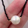 Pendants 2mm Black Spinel Color Baroque Pearl Necklace 18 Inches Accessories Jewelry Real Women Wedding