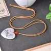 Pendants Natural White Jade Heart Pendant Necklace Women Fine Jewelry Golden Silk Jades Mandarin Duck Love Lucky Charms Amulets