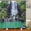 Rideaux de douche décoration de la maison rideau salle de bain forêt cascade paysage impression imperméable Polyester avec crochet 240x180