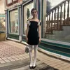 Casual Dresses Spring And Summer 2024 Cross-border Women's Color-matching Straps One Word Collar Sexy Slim Hip Dress Woman