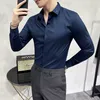 high Quality Solid Dr Shirt Men Simple Lg Sleeve Slim Fit Busin Shirts Homme Social Casual Shirt Plus Size 4XL-M Y6CY#