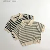 T-Shirts Boys Dönüş Yaka Gevşek Polo T-Shirt Moda Çizgili Külot Üstler Çocuklar Kız Sevimli Yaz Örgü Kıyafetleri Vintage Tops24328
