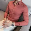 11 kolorów Żółty mężczyzna koszula luksusowa miękka koszula z rękawów LG Busin dr Man 4xl Slim Fit Casual Bluzka Męska Chemise Homme Camisa T5ch#