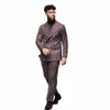 brown Vertical Stripe Men's Suit Double Breasted Blazers Sets For Wedding Male Tuxedos 2 Pieces Jacket And Pants Groom Wear b1Sa#