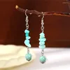 Boucles d'oreilles pendantes en Agate de cristal irrégulière de 8mm pour femmes et filles, crochet d'oreille géométrique en métal coloré fait à la main