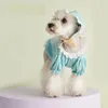 Vestuário de cachorro Lace Vestidos de cor sólida para cães pequenos Bonito algodão filhote de cachorro roupas menina verão macio teddy schnauzer trajes gota