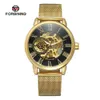 Forsining/Fuxini Men's Stain Stael Business Pół automatyczny mechaniczny obserwowanie ręczne Watch A099