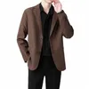 spring Brown Black Blazer Men Slim Fit Fi Social Mens Dr Jacket Busin Formal Jacket Men Office Suit Jacket S-3XL p2NB#