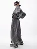 Kvinnors tvådelar byxor y2k gorpcore byxa set streetwear vintage 90s set överdimensionerad träning bred ben spår hip hop jacka