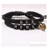 Charm Bracelets 2Pcs/Lot New Hers And His Letter Lovers For Women Men Vintage Key Lock Braided Rope Bangle Fashion Couple Drop Delive Dh097