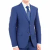 Traje azul de gama alta Muesca Solapa Single Breated Smart Casual 2 piezas chaqueta + pantalones Slim Fit Busin Trajes Traje De Hombre A31y #