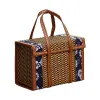 Baskets Portable Picnic Basket Storage Box Lidded Basket Picnic Food Container Photo Prop Bamboo Vegetables Folding Fruits Lovers Decor