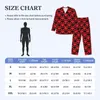 Hemkläder Valentine Hearts Pyjama Set Black and Red Sweet Sleepwear Men Long Sleeve Retro Daily Two Piece Nightwear Plus Size