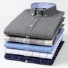 Camisa xadrez masculina nova 100% puro algodão oxford lg manga primavera casual sólido diário dr camisas gola de bunda grande 7xl f1z6 #