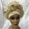 Tecido africano cabeça envoltórios para mulheres turbante femme nigeriano aso oke africano headtie autogele feminino cabeça envoltório costura fabric1set