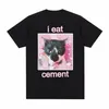 Забавная футболка с рисунком I Eat Cement Cat Meme для мужчин и женщин Fi, повседневные футболки с короткими рукавами, летние топы, футболка большого размера x2lU #