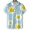 Chemise hawaïenne pour hommes 3D Daisy Print Chemises Summer Fi T-shirt à manches courtes Motif chrysanthème Blouse surdimensionnée Vêtements pour hommes 67Im #