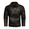 Giacca in pelle Veste Giacca da uomo invernale Biker Abbigliamento Collare allentato Giù Giacca in pelle impermeabile calda M-5XL A3E4 #