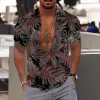 chemise hawaïenne pour hommes 2024 3D Imprimer à manches courtes Blouse Blouse Beach Holiday Tops Tees Vêtements surdimensionnés d'été Male Camisa Masculina J3KR #