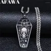 AFAWA Witchcraft Vulture Coffin Pentagram Inverted Cross Stainless Steel Necklaces Pendants Women Silver Color Jewelry N3315S021227d