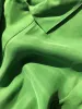 Abito da donna verde con scollo a V, dipinto a olio retrò britannico, splendido e accattivante abito ampio in spandex color rame smeraldo