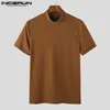Männer T-Shirts 2023 Männer T-shirt Rollkragen Kurzarm Fitness Koreanische Sommer Männer Kleidung Einfarbig Mode Lässig Männlich T Tops 5XL24328