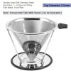 Accessories 3 Style Coffee Filter Drip Double Layer Mesh Coffee Cone Filter 304(18/8) Stainless Steel Home Kitchen Coffee Making Tool