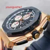 AP Sports Wrist Watch Royal Oak Offshore Series Automatyczne mechaniczne męskie zegarek zegarek z datą funkcję wyświetlania Black Disc Back Transparent Ruch