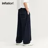 Herren Jeans INFLATION Stitching Wide Leg Denim Hose Unisex Baggy Pants