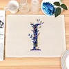 Maty stołowe Niebieskie litery Wzór kuchennej dekoracje domowe jadalnia herbata bawełniana lniane podkładki miski dekoracja kubka