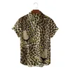 Mens Summer Hawaiian Leopard Print Mönster 3D Print Shirt Topps Beach Style Turn-Down Collar Butt Short Hermes Casual Shirts S6GO#