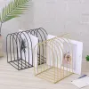 Racks Luxury Bookshelf Rack Desktop Metal Book Block Office Newspapers Magazines Storage Holder Stand Scandinavian Decor Golden Shelf