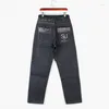 Calças de brim masculinas homem solto baggy hiphop skate calças jeans rua dança hip hop rap masculino calças pretas tamanho chinês 30-46