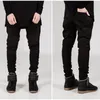 Europeu Masculino Biker Jeans Stretchy Plissado Skinny Fit Motocycle Men Calças U0Kb #