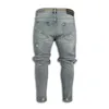 Men jeans stretch förstörde rippad färgpunkt design fi ankel zipper mager jeans för män i8yy#