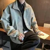 Erkek Ceketler Amerikan Modaya Düzenli Üst Düzey Sıradan Üstler Hong Kong Style 2024 Sonbahar Kış Moda Yıkanmış Stand-Yama Dış Bombacı Ceket