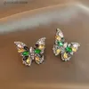 Fascino squisito colorato zircone orecchini di cristallo per le donne brillanti orecchini a farfalla giovane ragazza festa gioielli da sposa regali Y240328