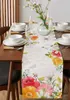 Table Cloth Spring Tulip Flowers Leaves Linen Runners Dresser Scarf Decor Reusable Kitchen Wedding Decorations