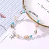 Braccialetti con ciondoli Bracciale con stelle marine in pietra verde bohémien per le donne Tendenza con perline di conchiglie per ragazze, gioielli da spiaggia estivi, regalo da viaggio