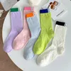 Chaussettes mi-tube pour femmes, bas rouges en maille fine, printemps et automne