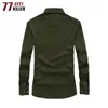 100% Cott Military Shirts Men High Quality Army Green LG Sleeve Solid Badge Chemise Homme Fitn Tactical Shirt Size M-6XL 04II#