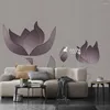 Fonds d'écran Milofi Grand papier peint mural personnalisé 3D style chinois gris lotus rétro fond de porche