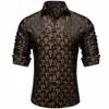 Dibangu Luxus Gold Floral Schwarz Seide Lg Sleeve Shirts Für Männer Designer Casual Smoking Shirts Männer Kleidung Bluse m243 #